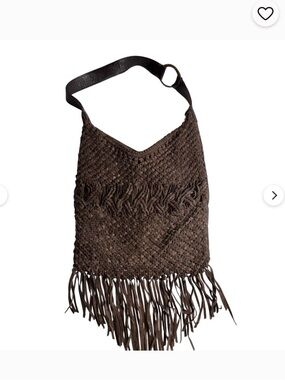 Lucky Brand brown Woven Fringe Shoulder Bag